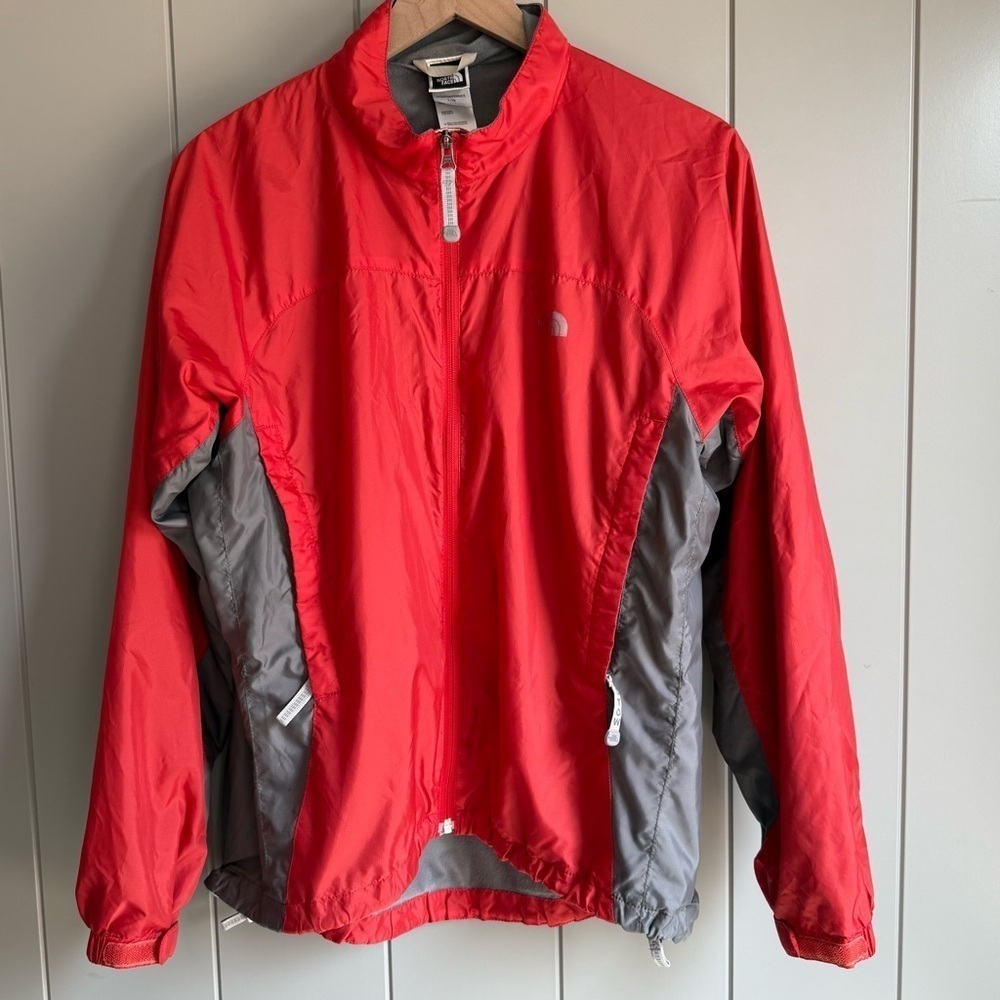 Vintage Y2K 90s North Face Outdoor Enthusiast Windbreaker Jacket Red Gray Zip L